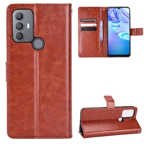 Funda tipo libro para TCL 306/TCL 305, cartera todo‑en‑uno, funda multifuncional con tarjetero y correa de muñeca desmontable