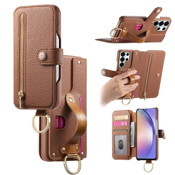 Funda FOXDOCK para Samsung Galaxy S26 Ultra Protección RFID, Soporte Ajustable, Función Cartera, Diseño Antigolpes-marrón