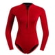 thumbnail image 3 of Traje De Neopreno Con Manga De Neopreno Para Mujer Traje De Bikini De Buceo Con Cremallera Frontal Rojo XL, 3 of 5