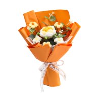 Magideal - Decoración De Flores De Flor De Crochet Decoración De Flores Preservada Arreglo Floral Flor Artificial Hecha A Mano Para El Hogar Mamá De Acción De Amarillo