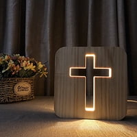 Lámpara De Noche Led Led Wlhong De Madera Con Forma De Cruz, Diseño De Jesús, 3D