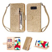 Funda Para Foxdock Elegante Funda Samsung Galaxy S8 Glitter Con Cremallera-Ideal Para El Uso Diario