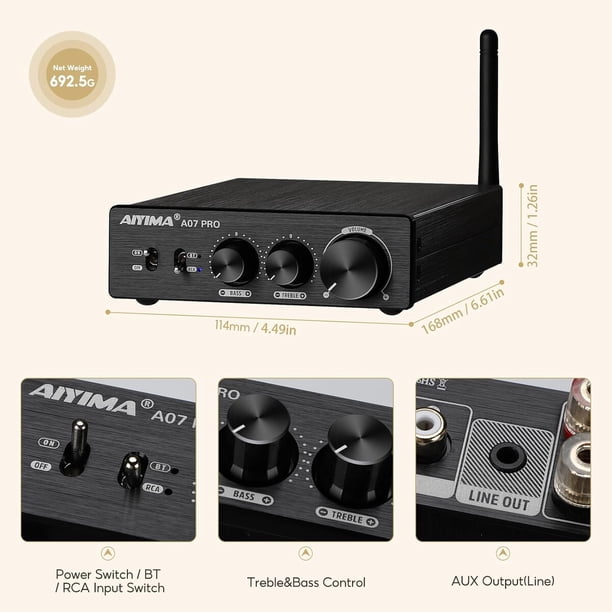 Amplificador AIYIMA A07 Pro TPA3255 Bluetooth 5.2 300Wx2 | Lider