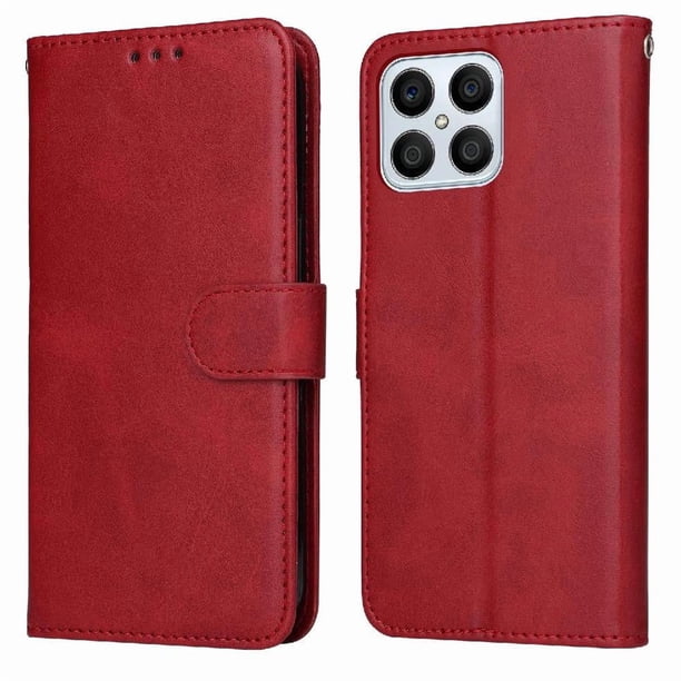 Funda Billetera para Honor X8B 5G con Porta Tarjetas y Soporte Ajustable Rojo