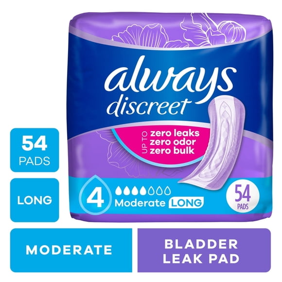 Protectores Always Discreet Incontinencia Moderada Largos 54 un
