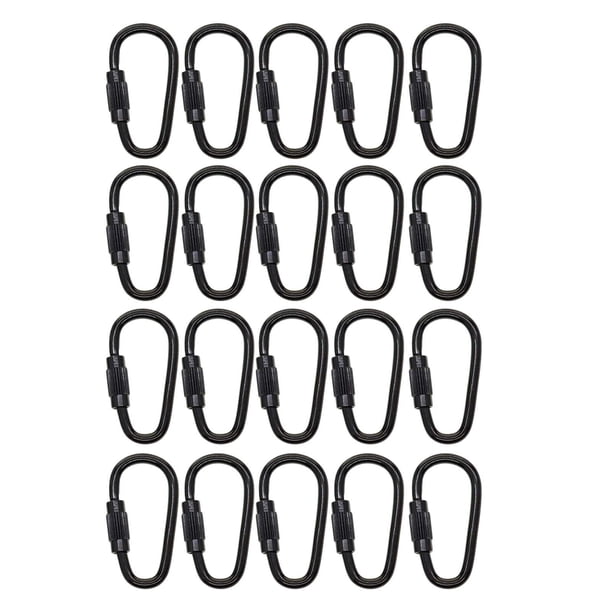 20 Piezas Mosquetón de Bloqueo Pequeño Clip Mosquetón de Bloqueo de Tornillo Hebilla Colgante Negra de Acero Mini Mosquetón para Pesca Viajar Suminist