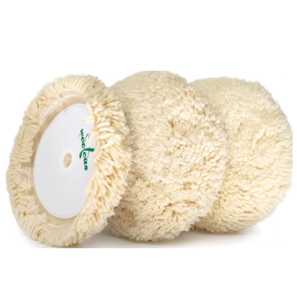Pads de pulido de lana Woolous de 7" de lana natural, paquete de 3, con velcro