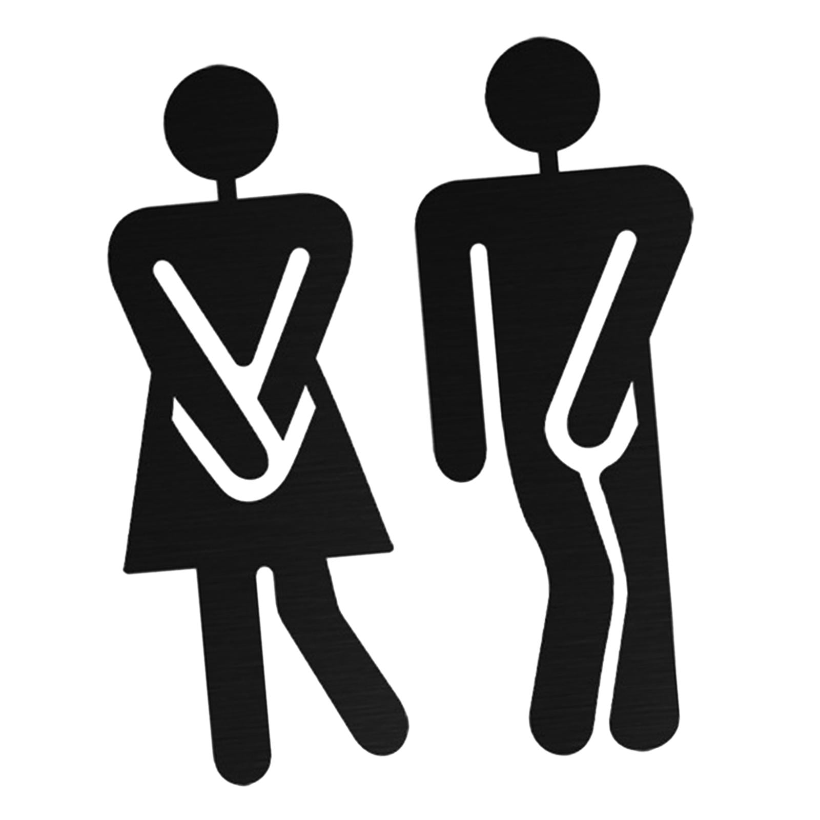 Bothyi - Letrero De Baño De 15cm Para Hombres Y Mujeres, Letreros De Puerta De Acero Inoxidable Para Centros Comerciales, Color Negro