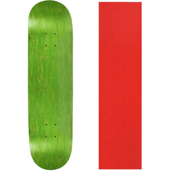 Tabla de skateboard Moose 8.25" verde con grip rojo
