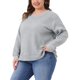 thumbnail image 4 of Agnes Orinda Sudadera de Punto de Gofre para Mujer Talla Grande para Escuela y Universidad Cuello Redondo Manga Larga Camiseta Casual con Dobladillo Curvado 5X Gris Plateado, 4 of 5
