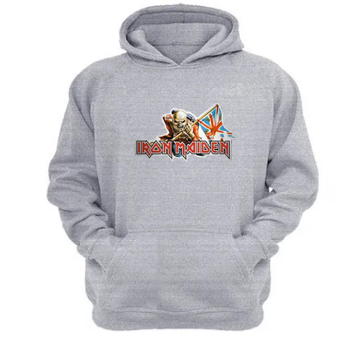 Genérico - Polerón Canguro Iron Maiden Gris Claro Talla L Unisex