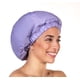 thumbnail image 3 of 2 Gorras de ducha premium para mujer - más de 500 duchas, 100 % impermeable, doble cara, para cabello largo y excelente para rizos (anti‑frizz) (negro y morado), 3 of 7
