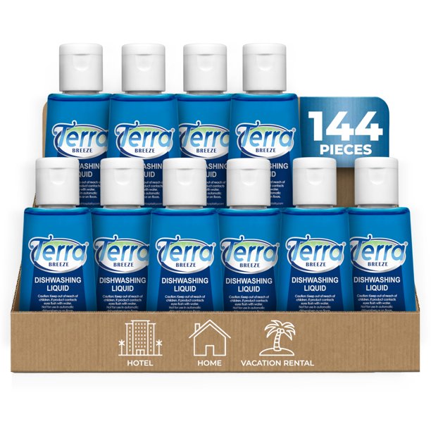 Jabón líquido para platos Terra Breeze 144 unidades de 1.7 oz (48 ml) tamaño viaje