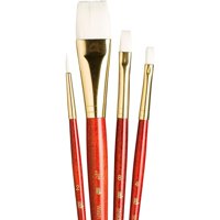 Set 4 Pinceles Princeton Mango Corto Pelo Taklon Blanco