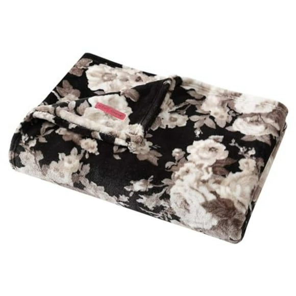 Manta Betsey Johnson vintage con estampado floral negro, 50 x 70 cm