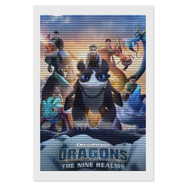 Cómo Entrenar a tu Dragón 4 Kits de Pintura de Diamantes para Adultos 5D DIY Diamond Art Kits Full Drill Diamond Dots para Regalo Decoración de Pared y Relajación Artes de Gemas 20*30cm