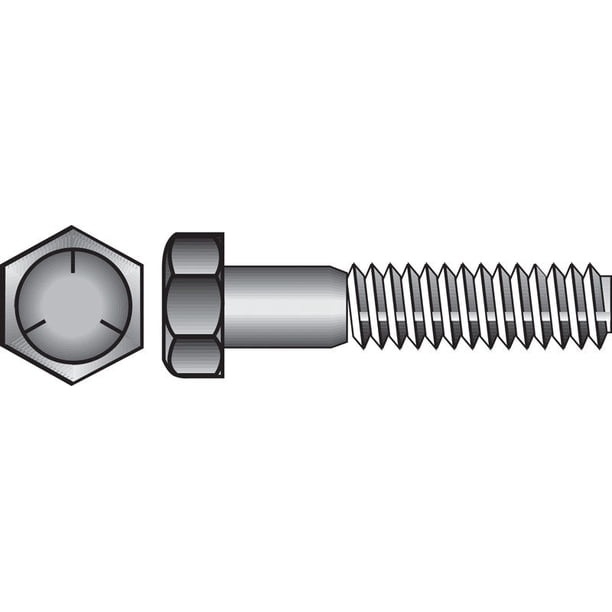 Tornillo HILLMAN de cabeza hexagonal, acero zincado tratado térmicamente, 8 cm, 1 paquete