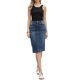 thumbnail image 2 of INSPIRE CHIC Falda de Mezclilla para Mujer Regreso a Clases Cintura Alta Abertura Bolsillos Traseros Falda Lápiz a la Rodilla S Azul Oscuro, 2 of 6