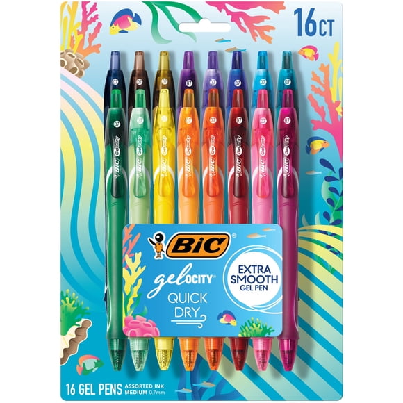 Lapicera BIC Gelocity Quick Dry 0.7 mm 16 unidades, colores