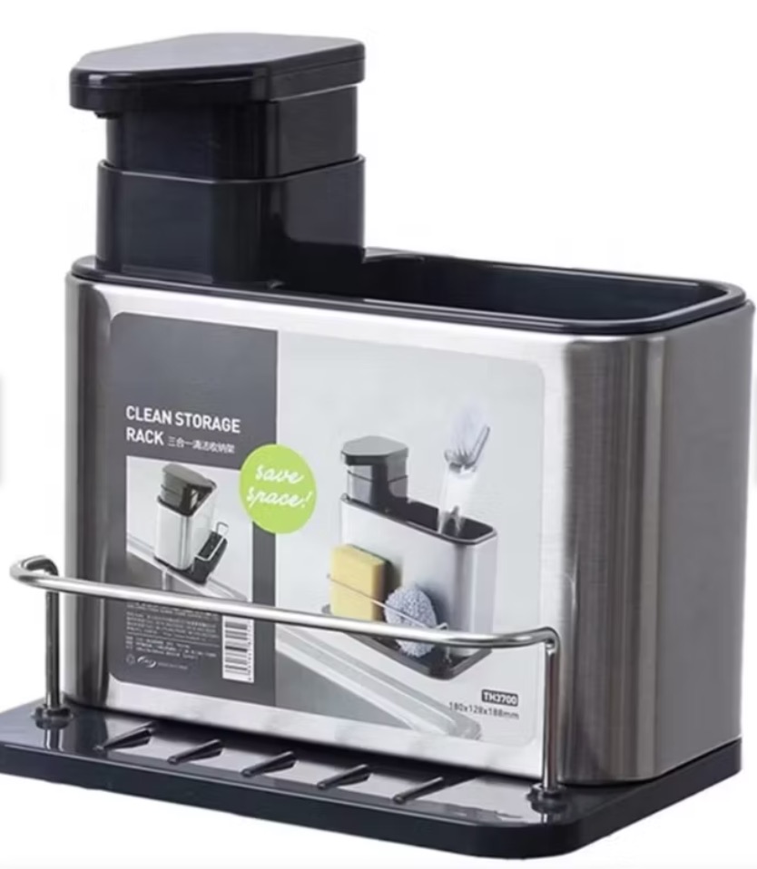 Tomasstore - Dispensador De Lavalozas Jabon Y Porta Eponja Inox