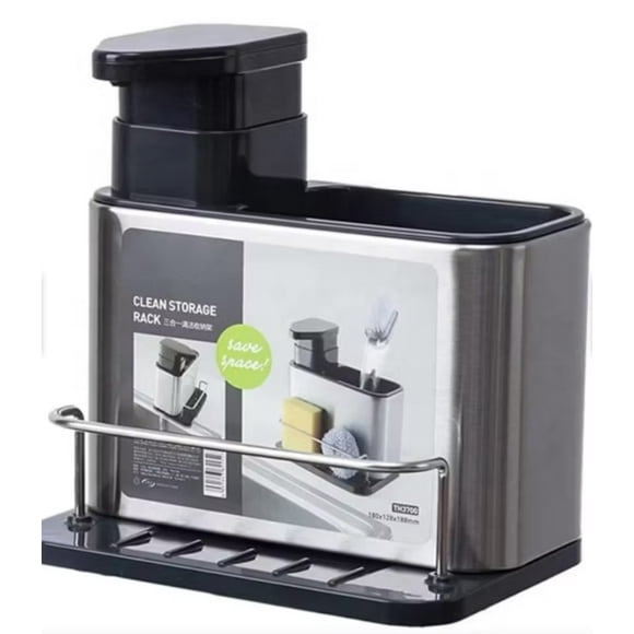 Dispensador de Lavalozas Jabon y Porta Eponja INOX