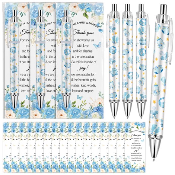 Set de 50 bolígrafos Lebsitey para baby shower – color azul