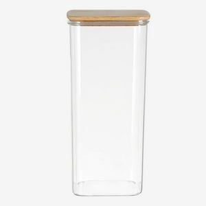 Disparo - Frasco Hermetico Cuadrado 600Ml Vidrio 18Cm Con Tapa De Bambú
