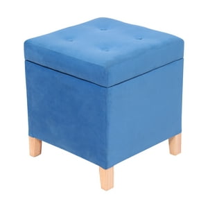Máxima Design - Pouf Baúl Rucato Azul Felpa 46X46X50 Cm