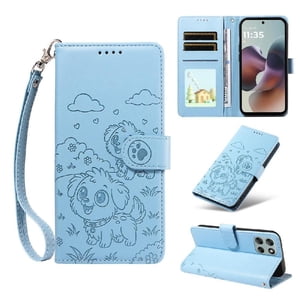 Funda Billetera Foxdock Compatible Con Motorola Moto G56, Diseño Perrito Tierno, Ranuras Para Tarjetas Y Soporte Plegable