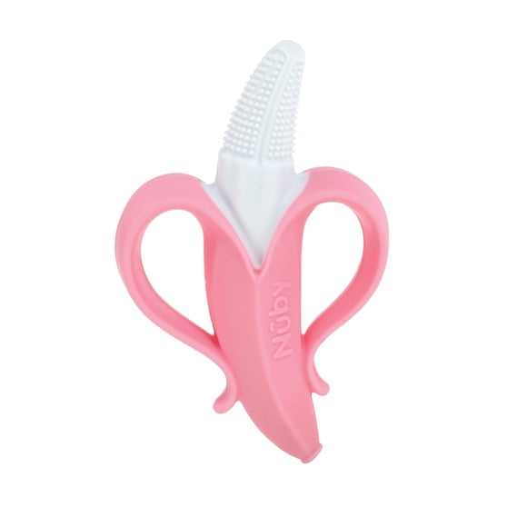 Cepillo de Dientes para Dentición Nuby NanaNubs Banana Rosa 3+ Meses