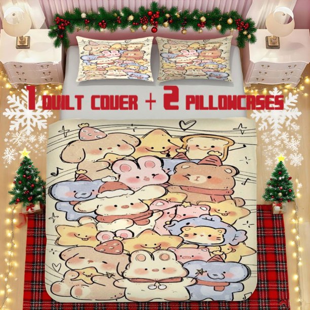 Soft Printed Bedding Set Polyester Fabric Decorative & Warm Ideal for Bedroom or Guest Room