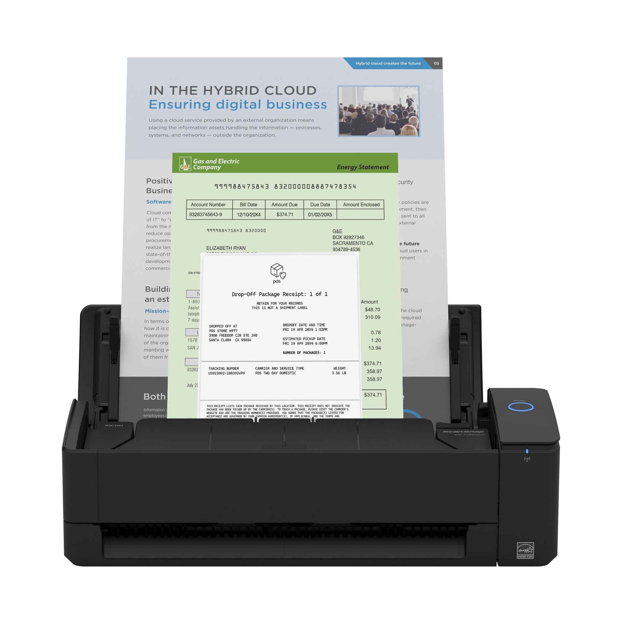 Escáner Scansnap Ix1300 Compact Wireless De Doble Cara Negro