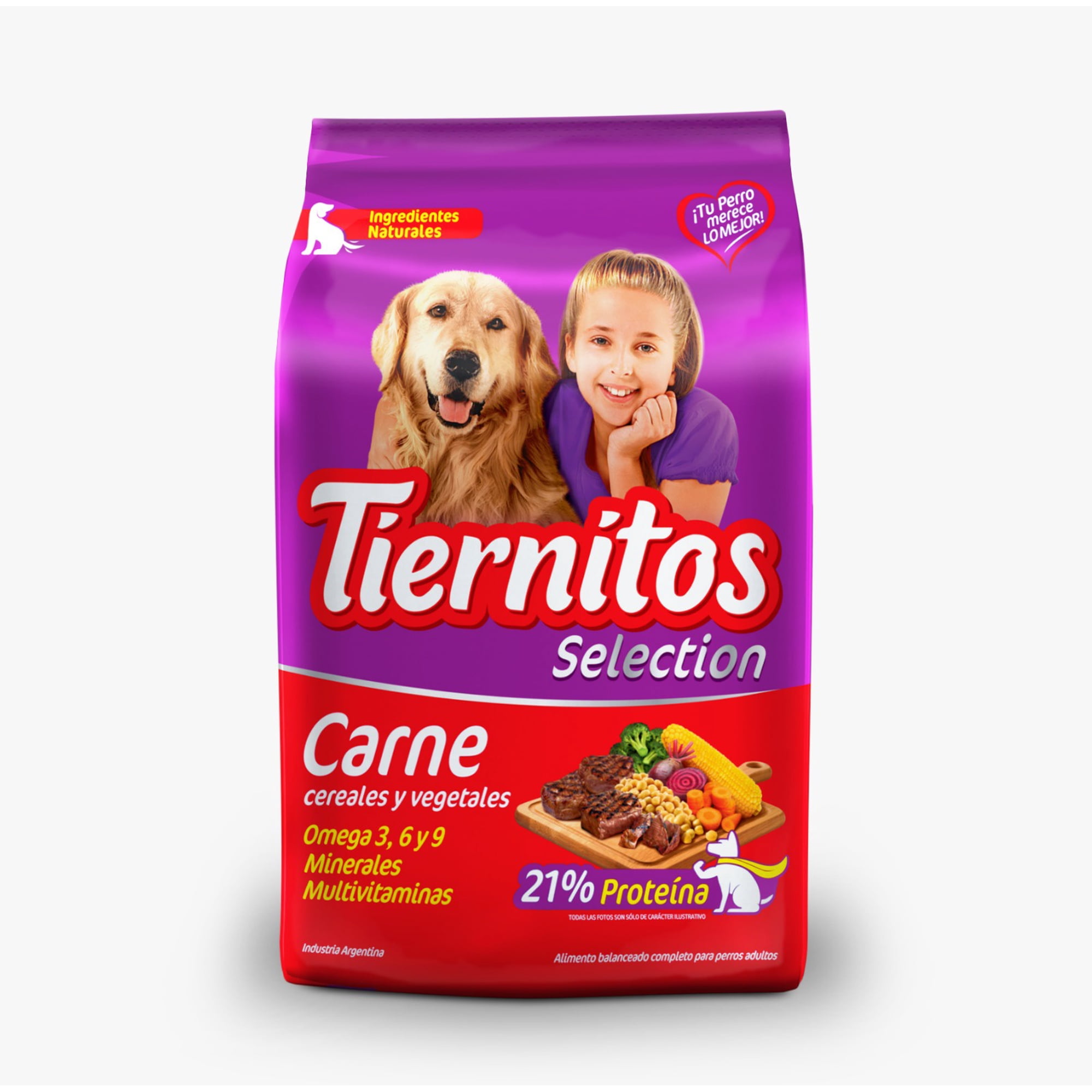 Alimento seco para perros Tiernitos selection carne 15 kilos