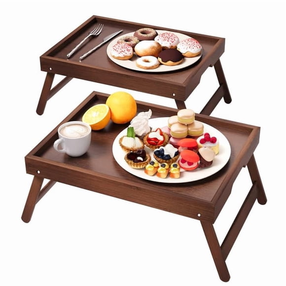 Bandeja Plegable para Cama de Bambú Fibogollo 40x30 cm Paquete de 2