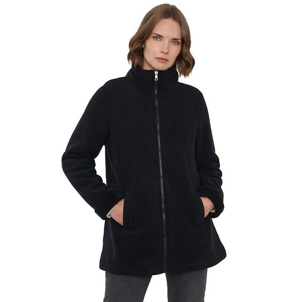 Chaqueta Mujer Polar Larga Negro Corona