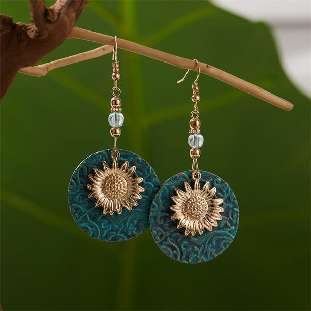 Gorgeous Boho Sunflower Earrings - Perfect for Vintage Engagement & Wedding Jewelry Gifts for Women