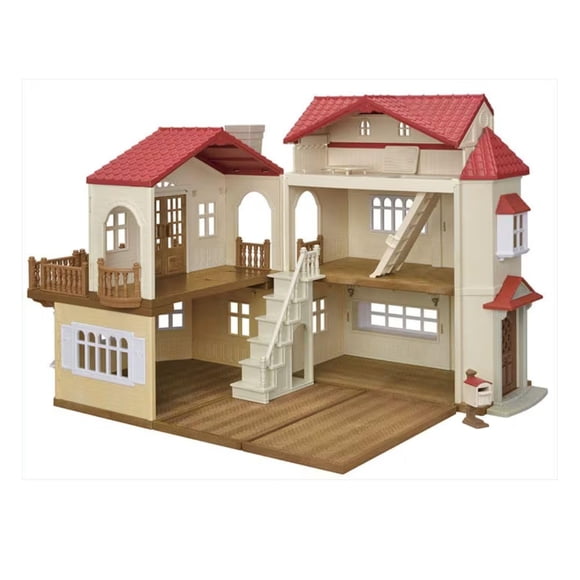 Casa de campo Dollhouse Calico Critters con techo rojo y ático secreto