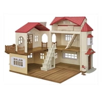 Casa De Campo Dollhouse Calico Critters Con Techo Rojo Y Ático Secreto