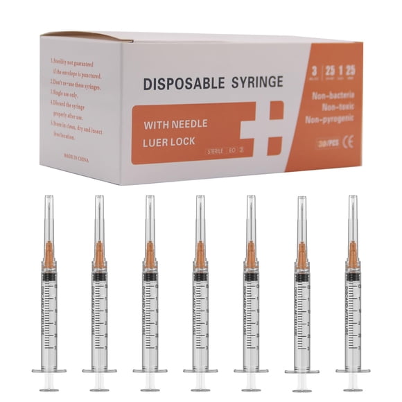 Jeringa Ceomor 3 ml 25 Ga 2,5 cm Luer Lock paquete de 30