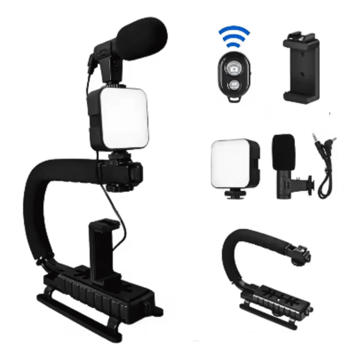 Genérico - Kit Soporte Celular Cámara Fotos Video Microfono Luz Led