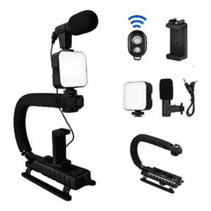 Genérico - Kit Soporte Celular Cámara Fotos Video Microfono Luz Led
