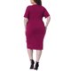 thumbnail image 3 of Agnes Orinda Vestido de Mujer Talla Grande para Escuela o Universidad, Cuello en V, Manga Corta, Dobladillo Tulipán, Fruncido, Envolvente, Midi, de Cóctel con Cinturón 1X Burdeos, 3 of 6