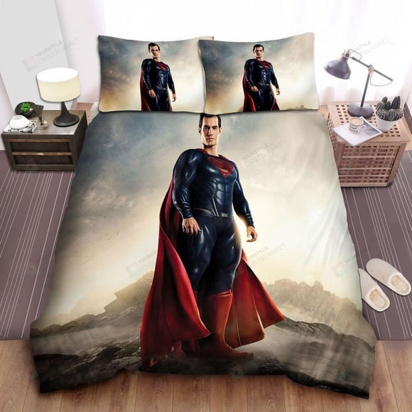 Superman Dc Comics Character Henry Cavill Man Of Steel Quilt Duvet Cover Set3-Piece Bedding Set
