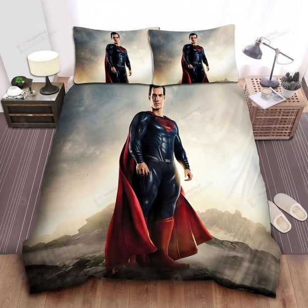 Superman Dc Comics Character Henry Cavill Man Of Steel Quilt Duvet Cover Set3-Piece Bedding Set