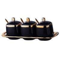 Magideal - Recipiente De Cerámica Para Sal Y Azúcar, Caja Moderna Para Especias, Tarro Para Condimentos, Tarro Para Especias De Cerámica, Azucarero De , Negro