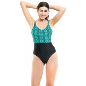 Samia - Enterito Reductor Con Corte Estampado Verde Xl