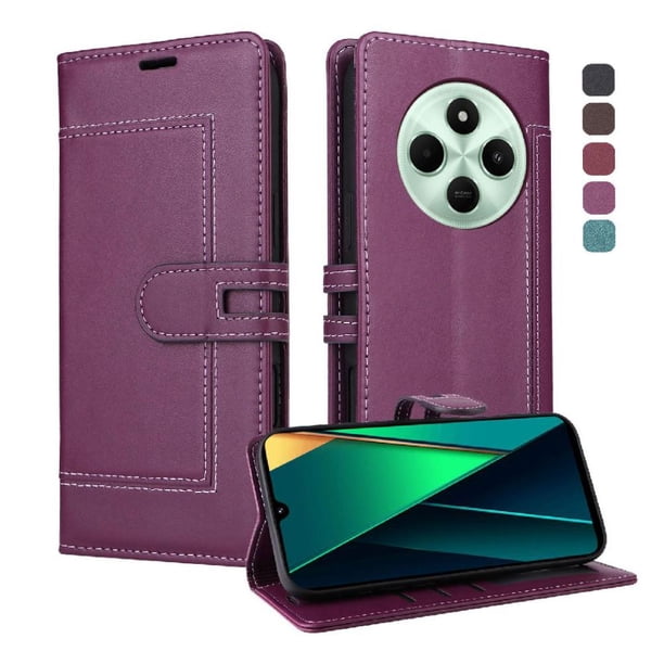 Premium Wallet Case for Xiaomi POCO C75 with Card Slots & Kickstand, Flip Cover Purple