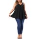 thumbnail image 2 of Agnes Orinda Camisola de Talla Grande para Mujer con Encaje en el Cuello en V, Tirantes Anchos, Fruncido en el Frente, Estilo Casual Flowy para Vacaciones en la Playa, Túnica en Línea A 2X Negro, 2 of 6