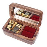 Ioensy - Propuesta Ring Case Almacenamiento Caja De Música De Madera Para La Ceremonia De Aniversario De Bodas Marrón Oscuro