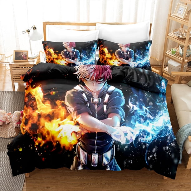 My_Hero_Academia 3 Pcs Comforter Set with 2 Pillowcases,My_Hero_Academia Bedding Set Sheet Set for Kids Adults,All Season Lightweight
